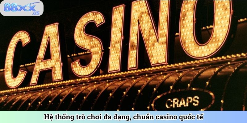 Hệ thống trò chơi đa dạng, chuẩn casino quốc tế
